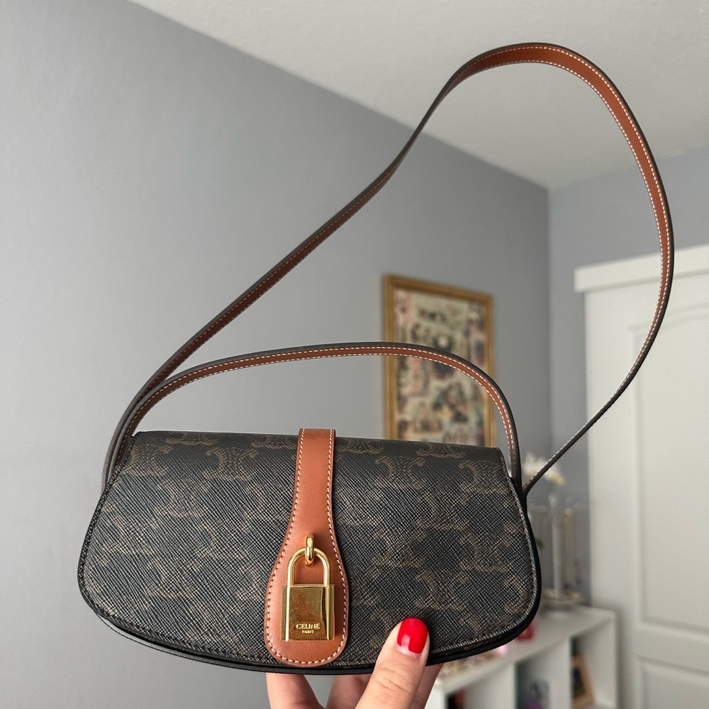 CELINE clutch on strap tabou in triomphe canvas and calfskin - NEW condition